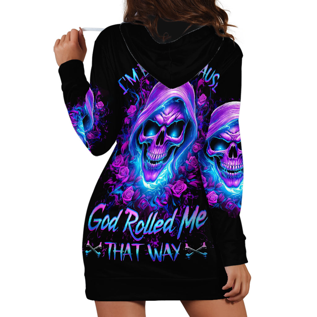 Rose Skull Hoodie Dress I'm Blunt Because God Rolled Me That Way - Wonder Print Shop