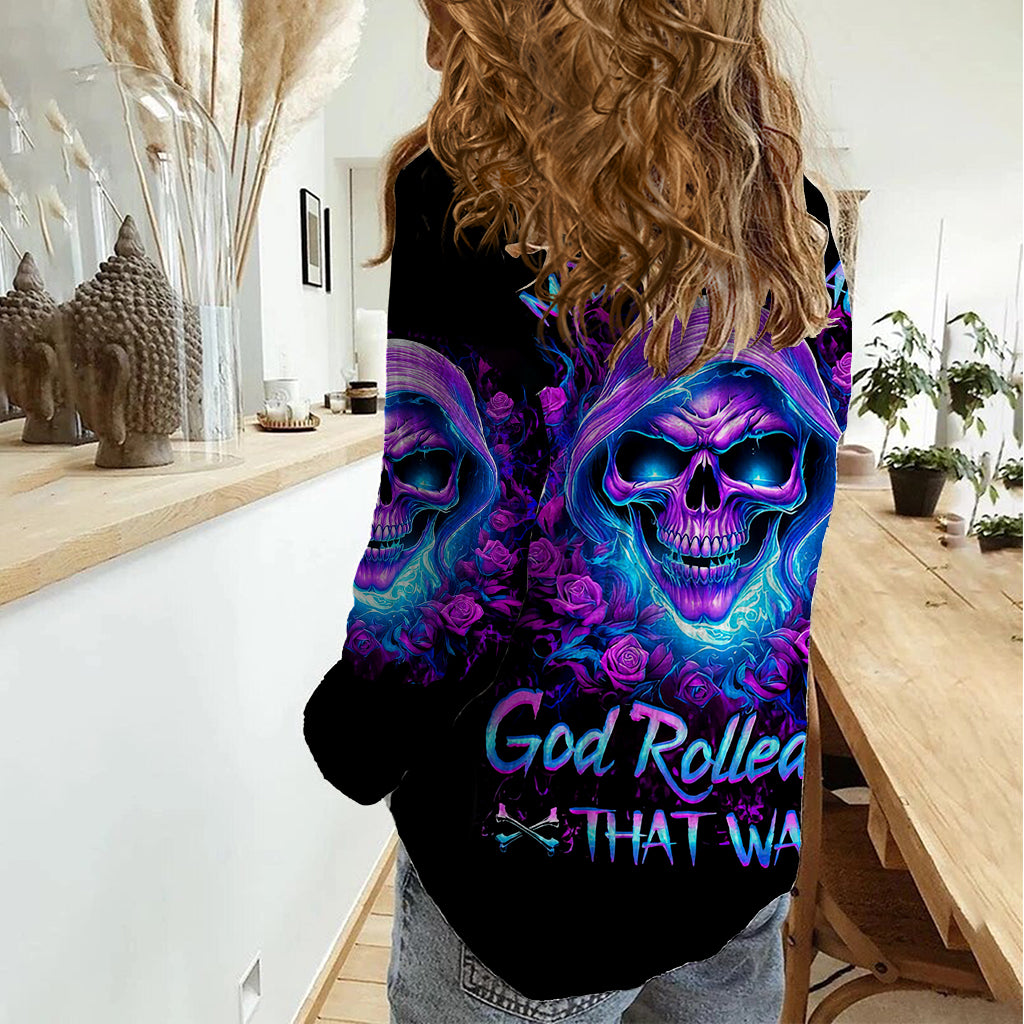 rose-skull-women-casual-shirt-im-blunt-because-god-rolled-me-that-way