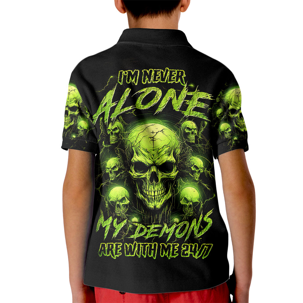 Thunder Skull Kid Polo Shirt Thunder Skull I Never Alone My Demon With Me 24/7 - Wonder Print Shop