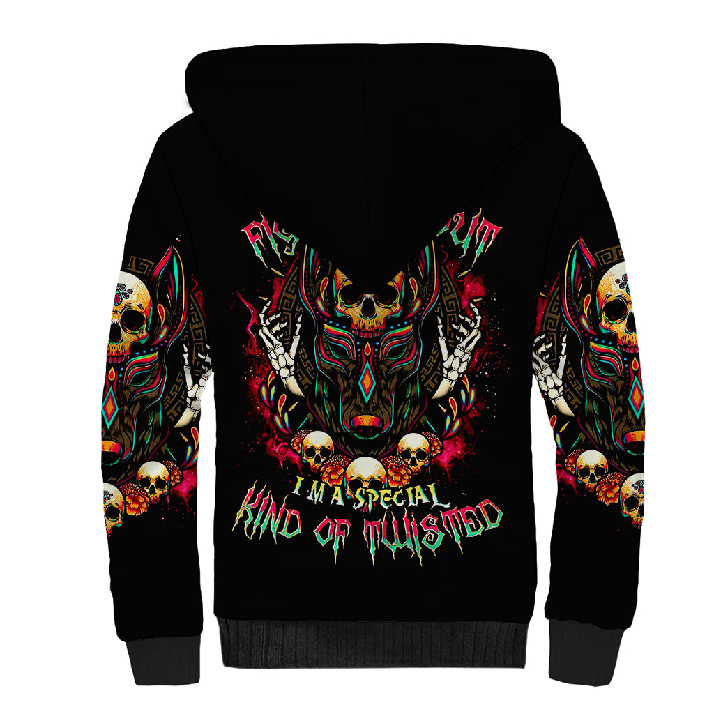 Anubis Skull Sherpa Hoodie Skull Anubis Don't Try To Figured Me Out - Wonder Print Shop