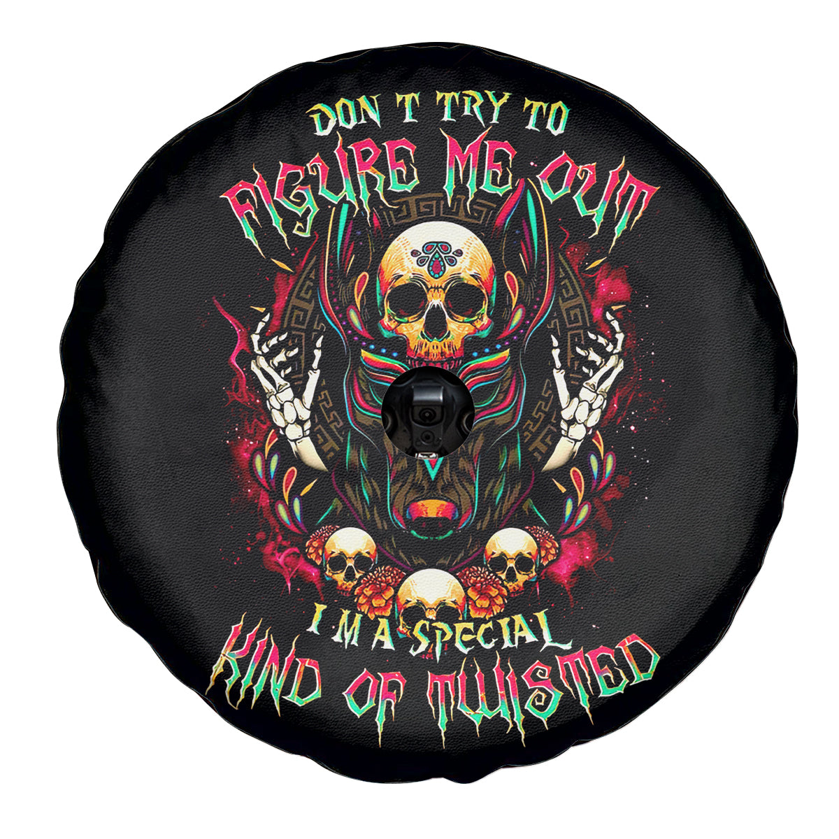 Anubis Skull Spare Tire Cover Skull Anubis Don't Try To Figured Me Out - Wonder Print Shop