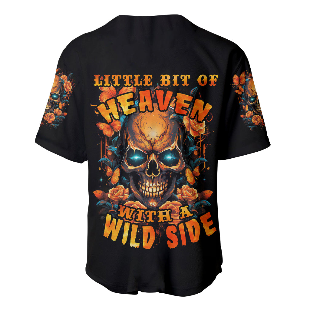 Flower Skull Baseball Jersey Litte Bit Of Heaven With A Wild Side - Wonder Print Shop