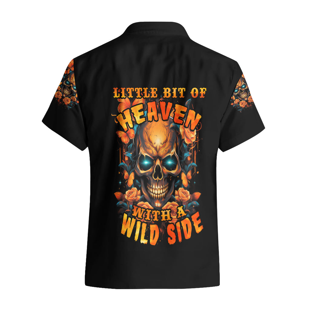 Flower Skull Hawaiian Shirt Litte Bit Of Heaven With A Wild Side - Wonder Print Shop