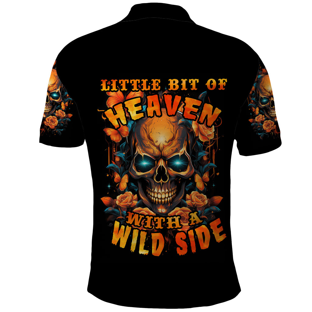 Flower Skull Polo Shirt Litte Bit Of Heaven With A Wild Side - Wonder Print Shop