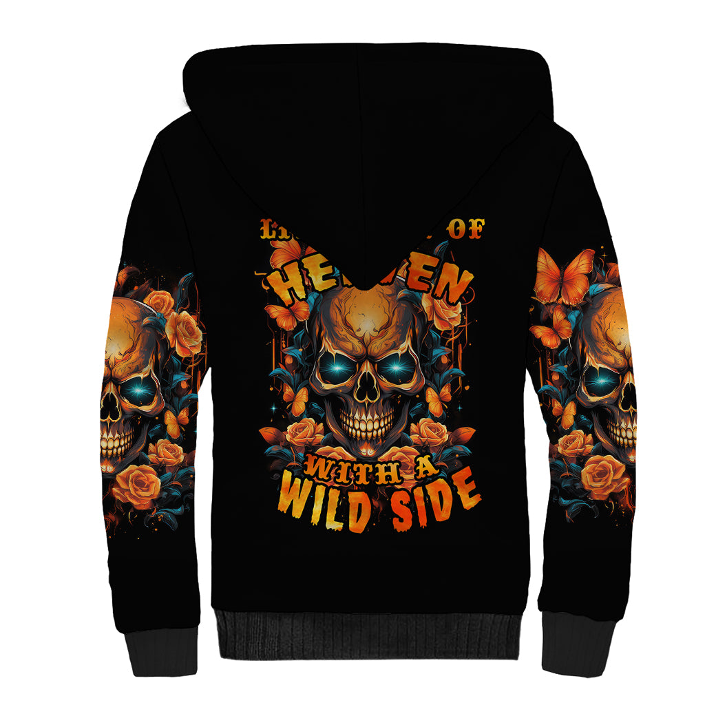 Flower Skull Sherpa Hoodie Litte Bit Of Heaven With A Wild Side - Wonder Print Shop