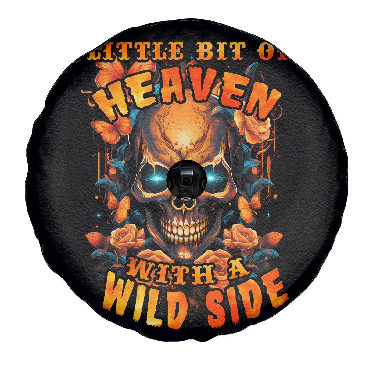 Flower Skull Spare Tire Cover Litte Bit Of Heaven With A Wild Side - Wonder Print Shop