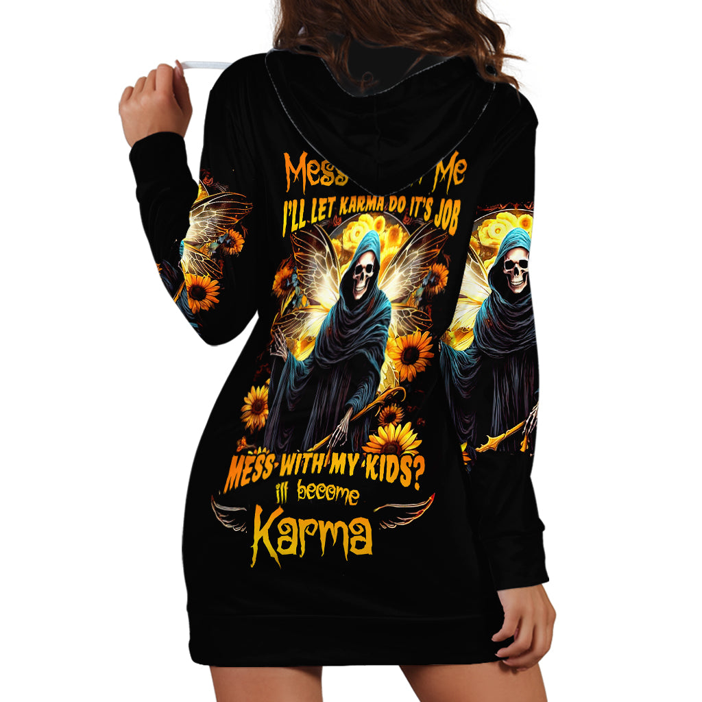 Fairy Death Skull Hoodie Dress Mess With Me I'll Let Karma Do It's Job - Wonder Print Shop