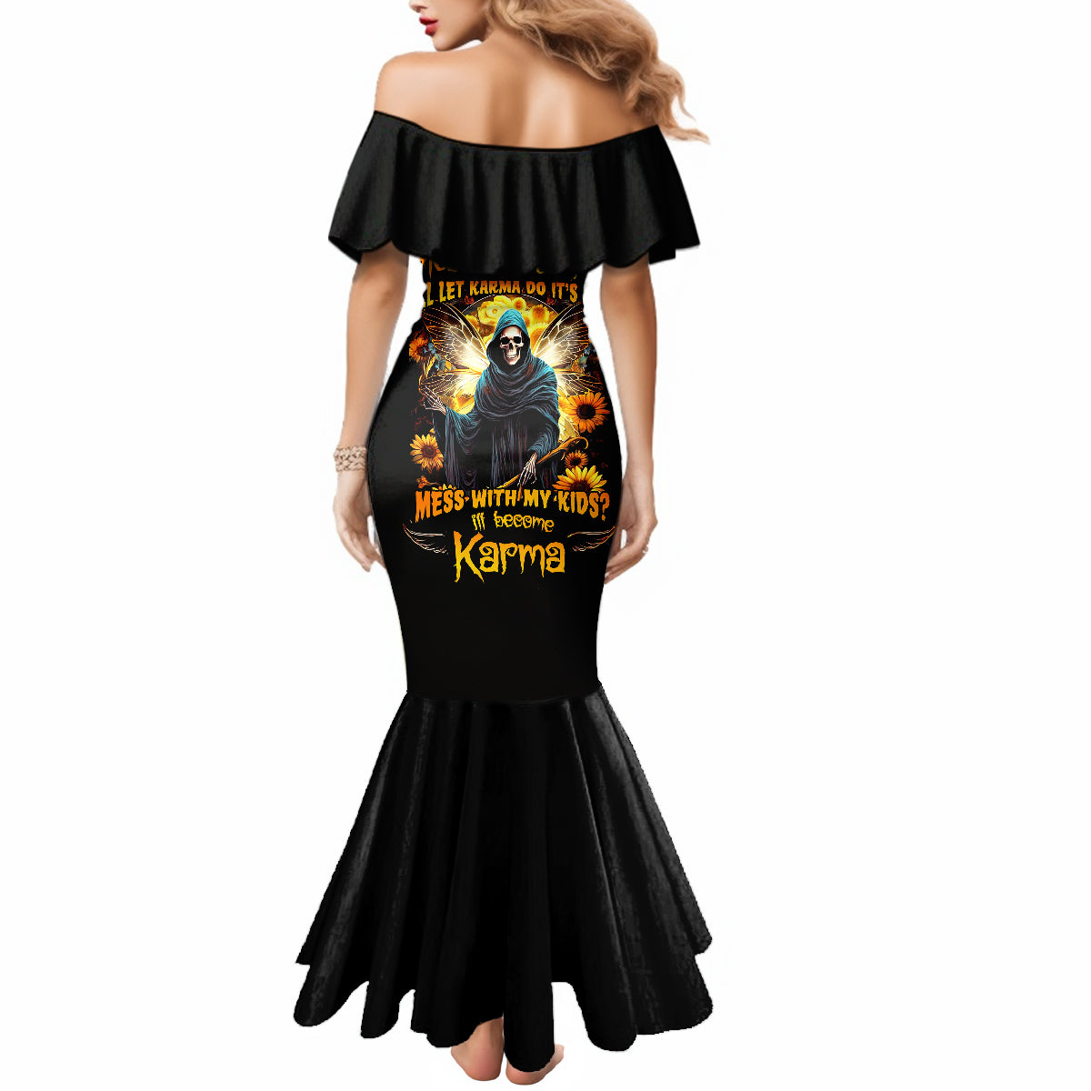 Fairy Death Skull Mermaid Dress Mess With Me I'll Let Karma Do It's Job - Wonder Print Shop