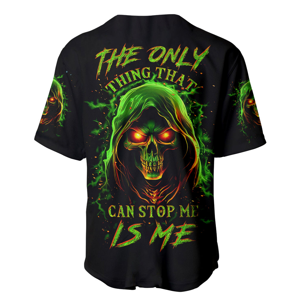 Fire Death Skull Baseball Jersey The Only Thing That Can Stop Is Me - Wonder Print Shop