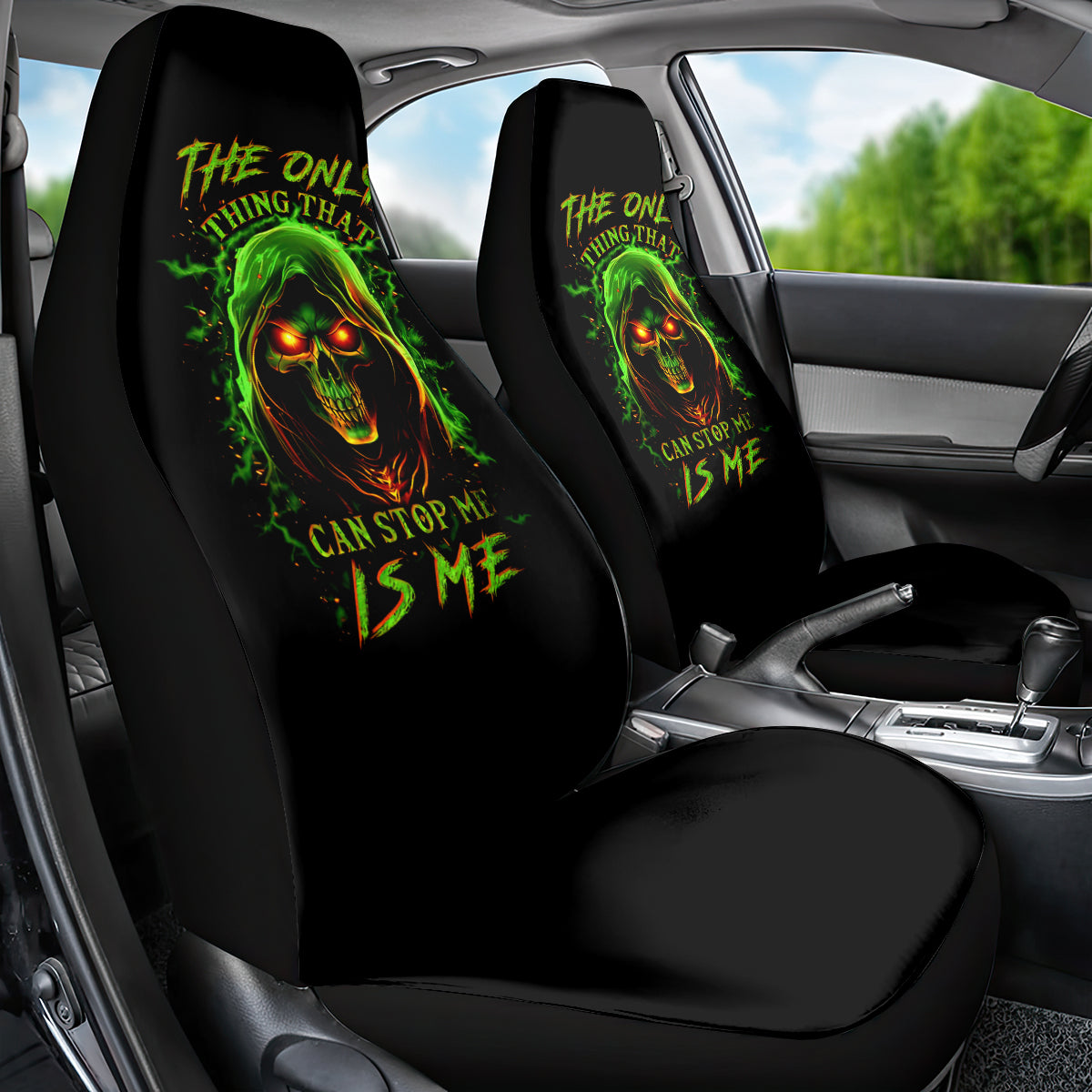 Fire Death Skull Car Seat Cover The Only Thing That Can Stop Is Me - Wonder Print Shop