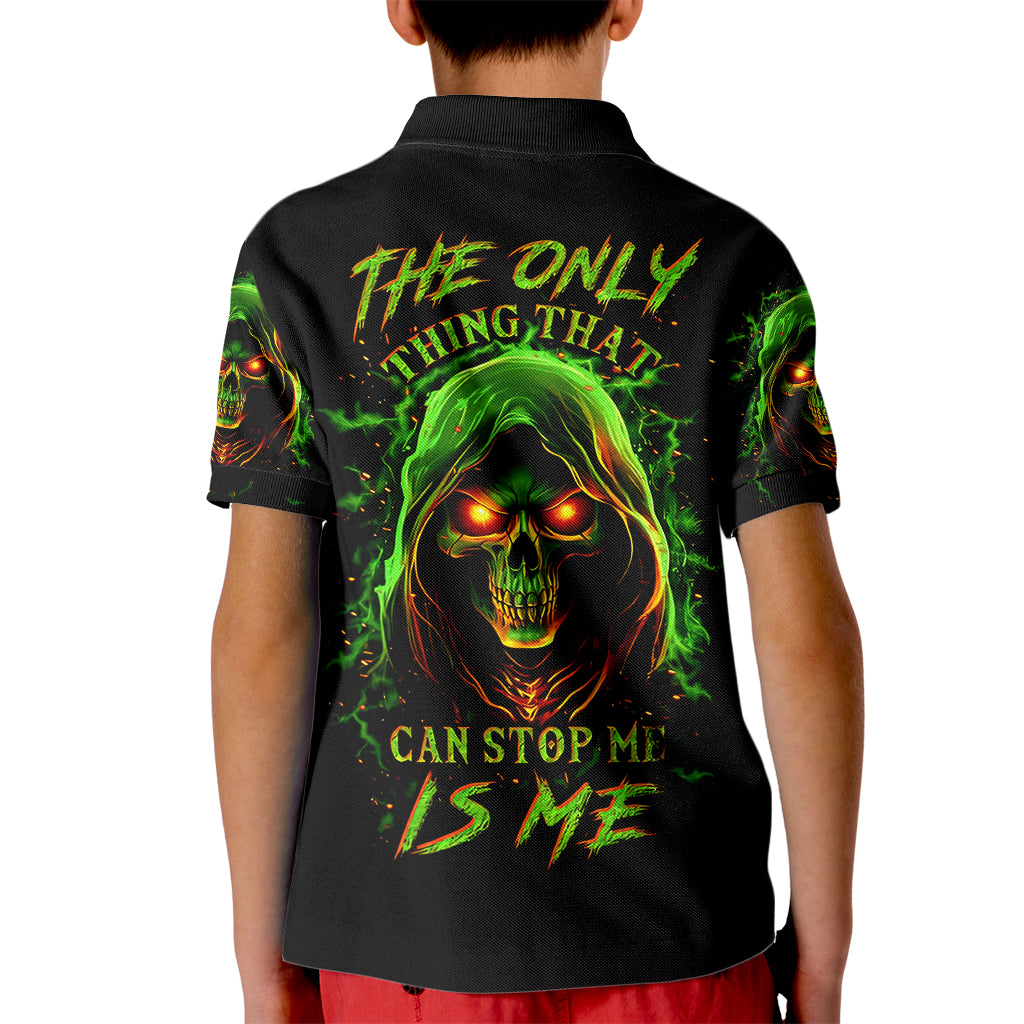 Fire Death Skull Kid Polo Shirt The Only Thing That Can Stop Is Me - Wonder Print Shop