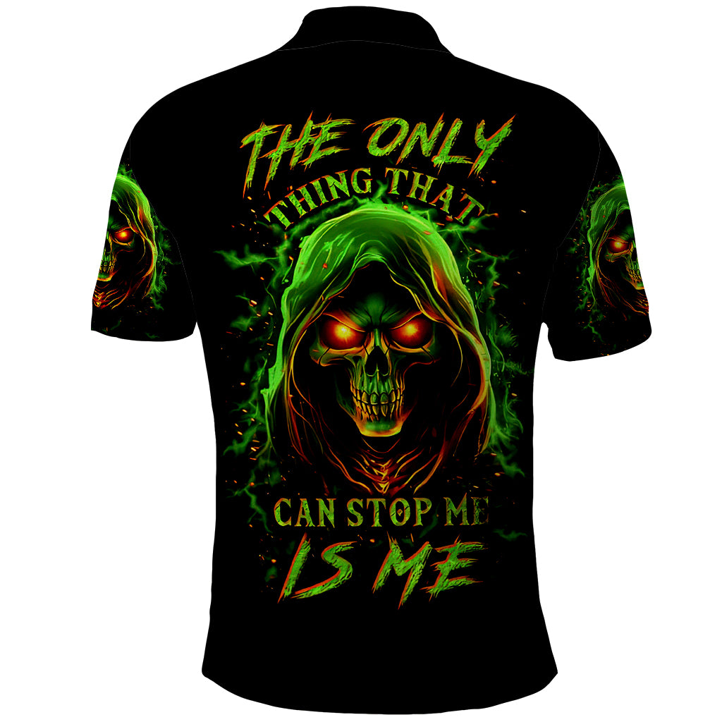 Fire Death Skull Polo Shirt The Only Thing That Can Stop Is Me - Wonder Print Shop