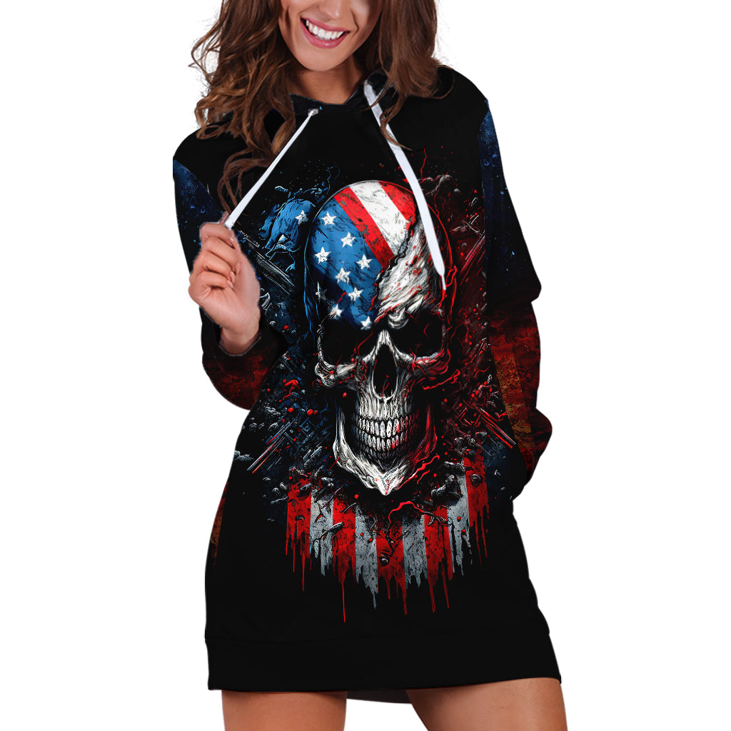 Vintage Skull Hoodie Dress American Skull Vintage - Wonder Print Shop