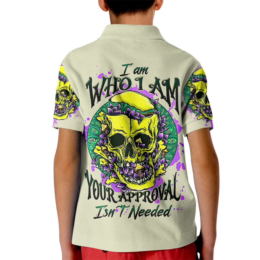 Flower Skull Kid Polo Shirt Iam Who Iam Your Approval Isn't Need - Wonder Print Shop