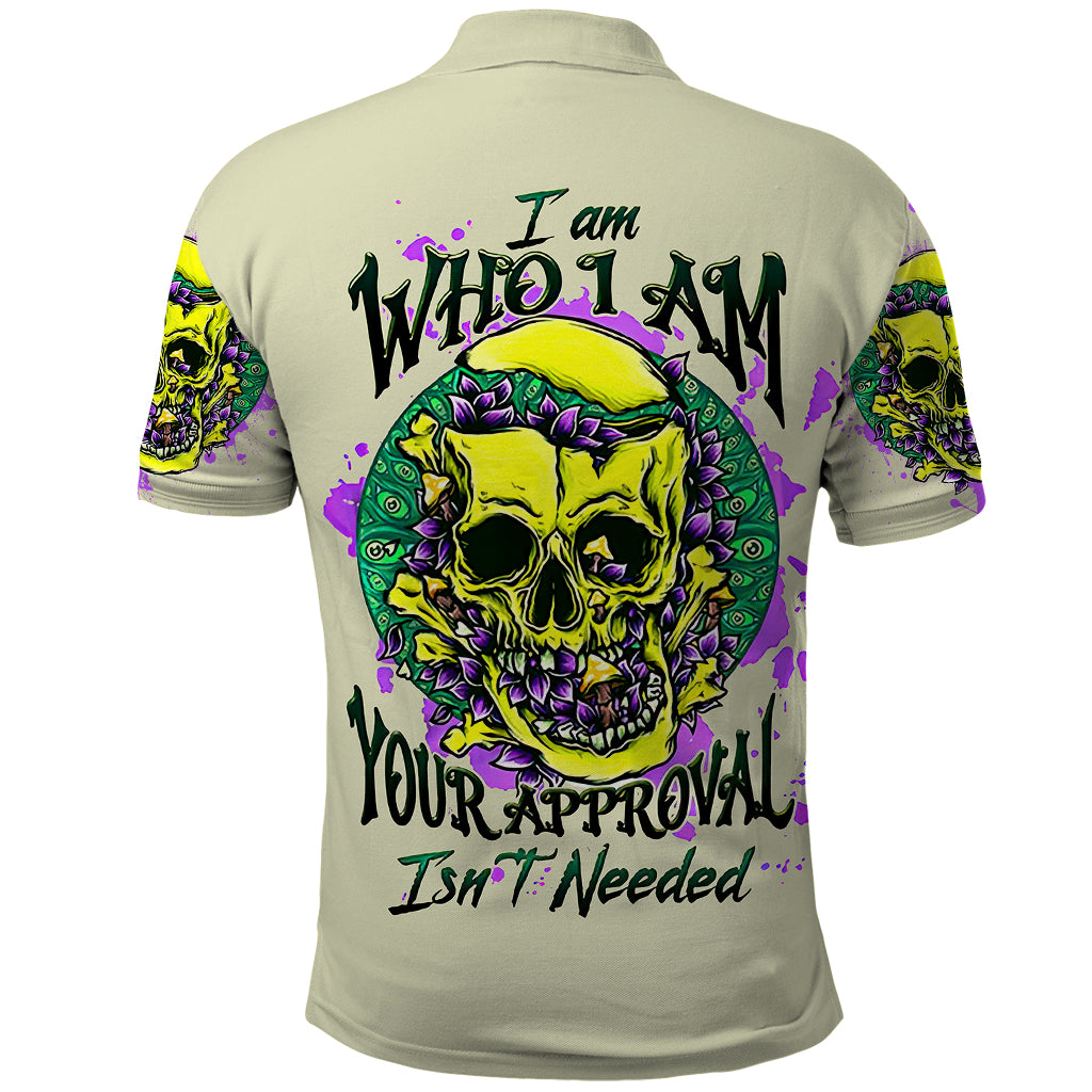 Flower Skull Polo Shirt Iam Who Iam Your Approval Isn't Need - Wonder Print Shop