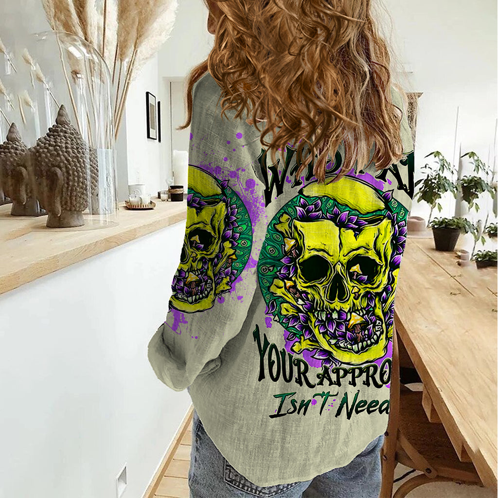 flower-skull-women-casual-shirt-iam-who-iam-your-approval-isnt-need