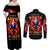 Flame Skull Couples Matching Off Shoulder Maxi Dress and Long Sleeve Button Shirt I'm Never Alone My Demons Are With Me 24/7 - Wonder Print Shop