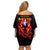 Flame Skull Family Matching Off Shoulder Short Dress and Hawaiian Shirt I'm Never Alone My Demons Are With Me 24/7 - Wonder Print Shop