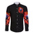 Flame Skull Long Sleeve Button Shirt I'm Never Alone My Demons Are With Me 24/7 - Wonder Print Shop