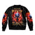 Flame Skull Sleeve Zip Bomber Jacket I'm Never Alone My Demons Are With Me 24/7