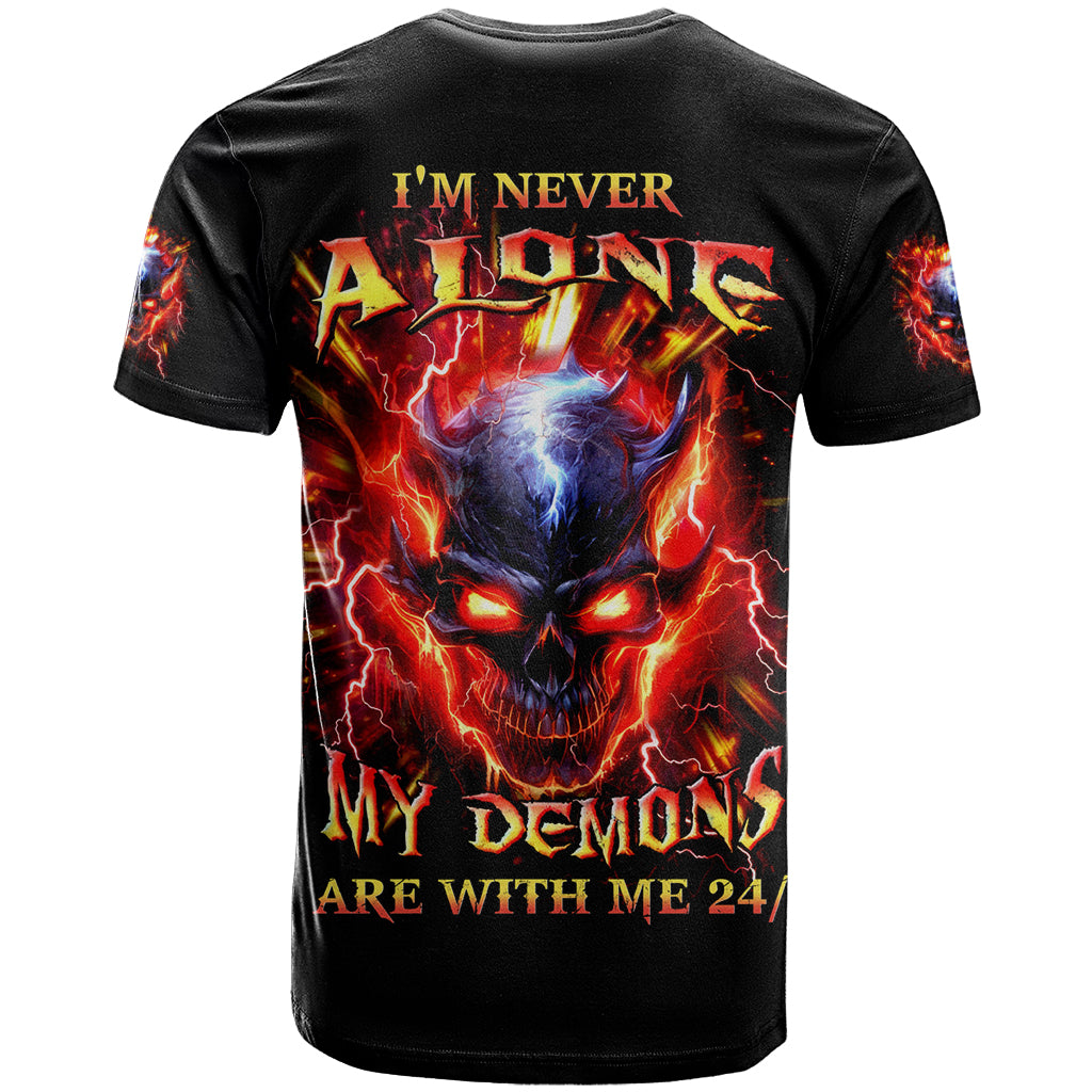 Flame Skull T Shirt I'm Never Alone My Demons Are With Me 24/7