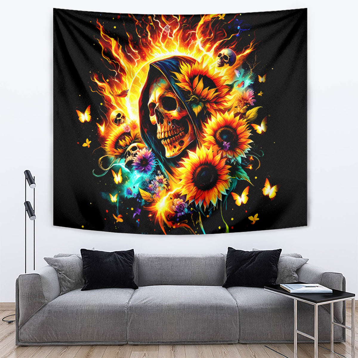 Sunflower Skull Tapestry She Is Sunshine Mixed With A Little Hurricane