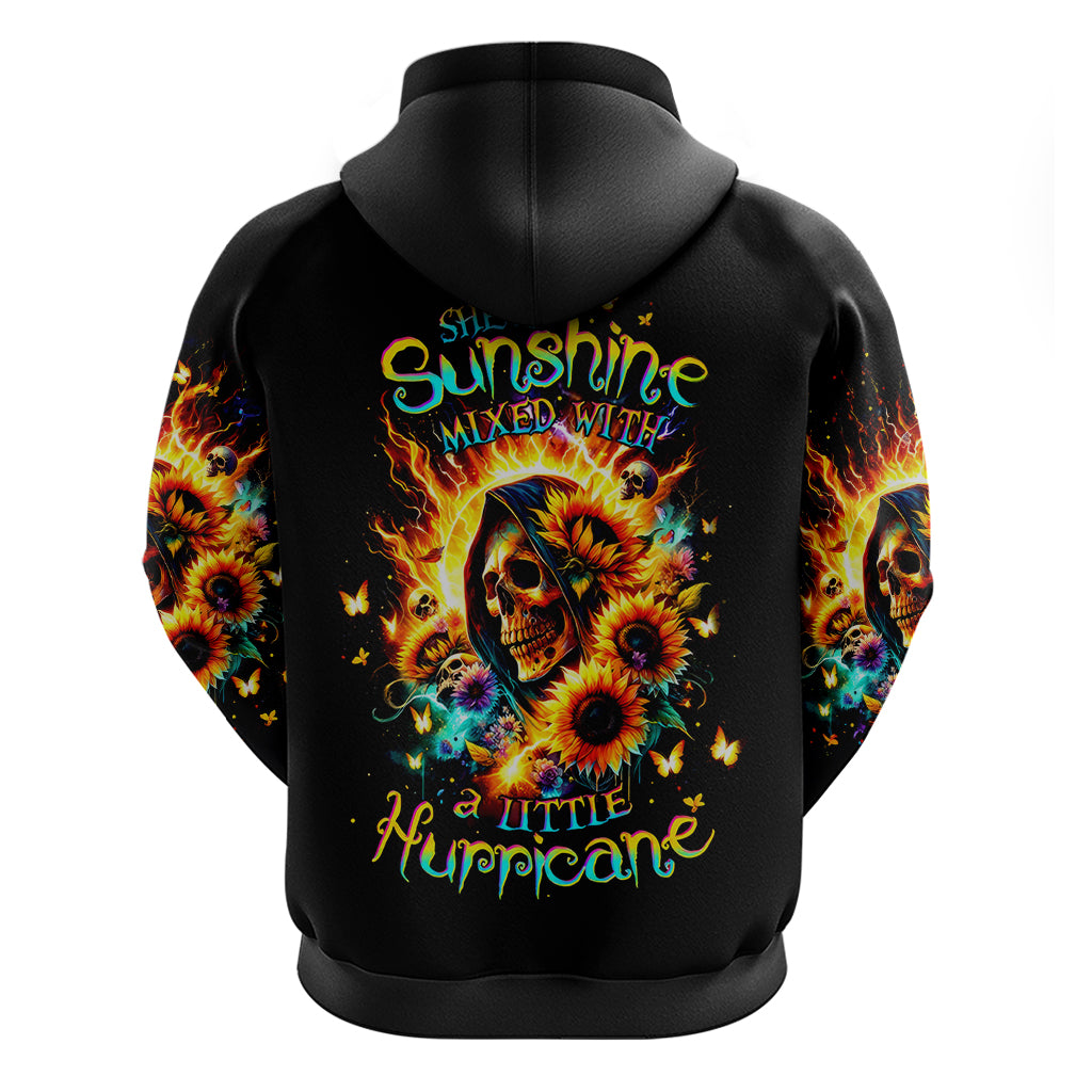 Sunflower Skull Zip Hoodie She Is Sunshine Mixed With A Little Hurricane - Wonder Print Shop