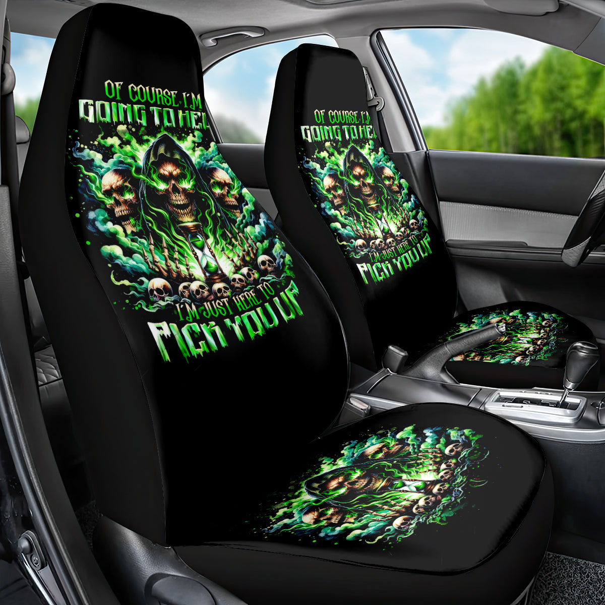 Witch Skull Car Seat Cover Of Course I'm Going To Hell I'm Just Here To Pick You Up - Wonder Print Shop