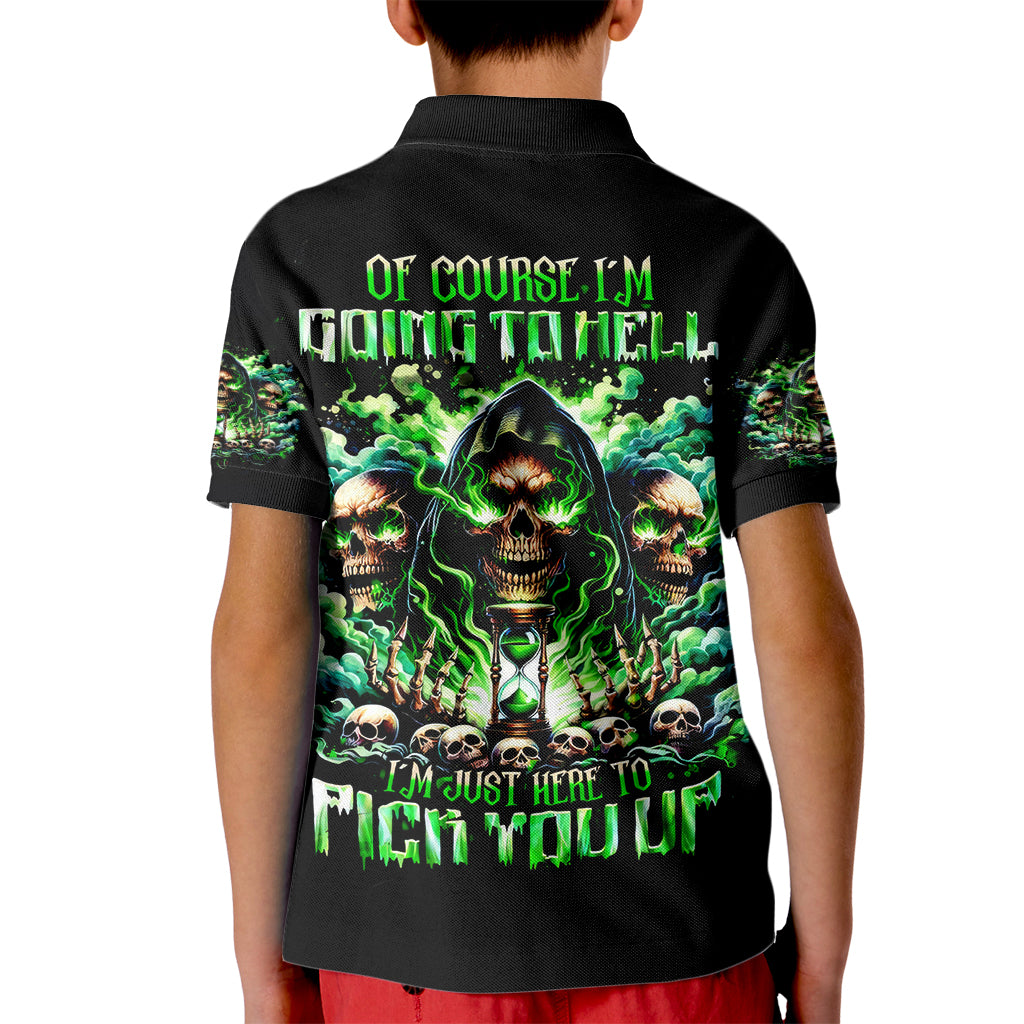 Witch Skull Kid Polo Shirt Of Course I'm Going To Hell I'm Just Here To Pick You Up - Wonder Print Shop