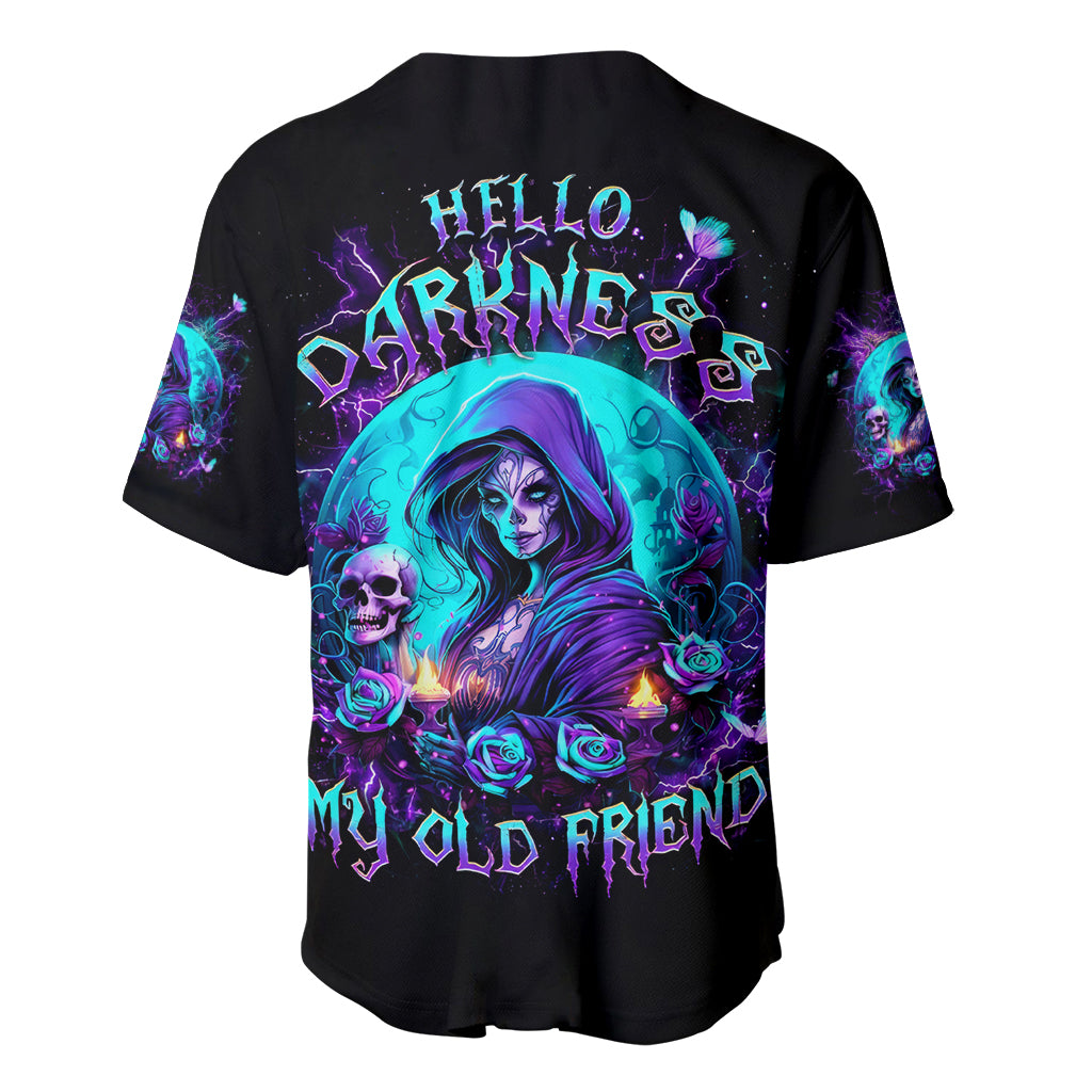 Witch Skull Baseball Jersey Hello Darkness My Old Friend - Wonder Print Shop