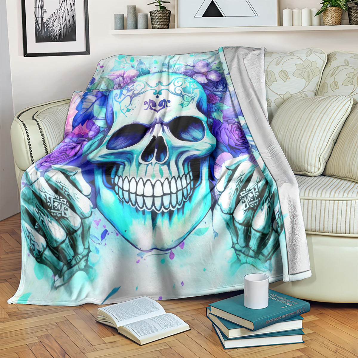 Rose SKull Blanket My Give A Fuck Is Broken But My Go Fuck Yourself Is Fully Functional