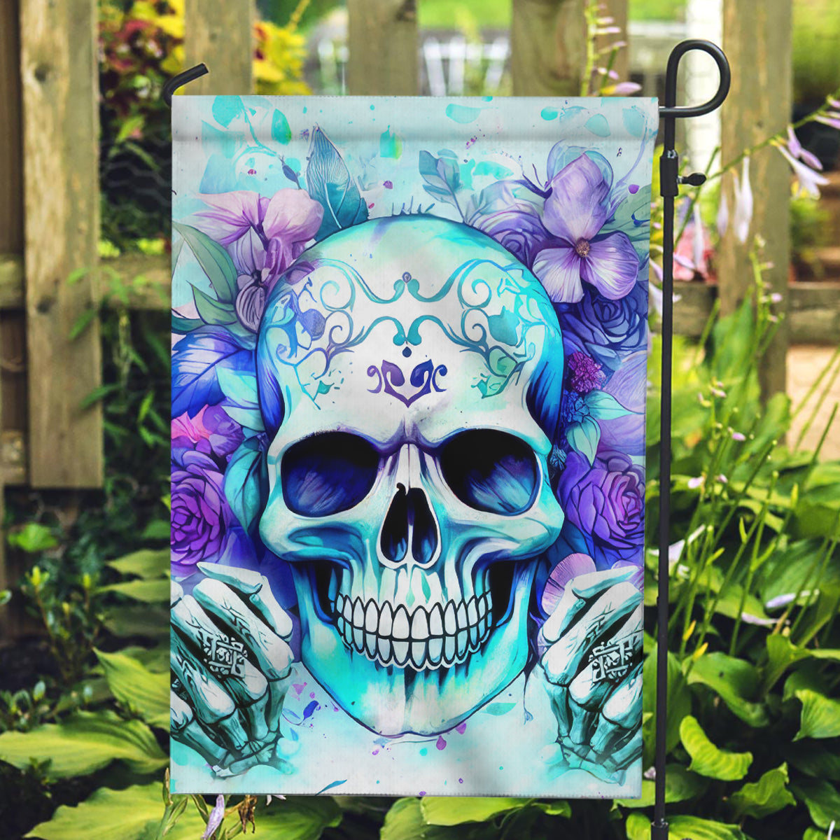 Rose SKull Garden Flag My Give A Fuck Is Broken But My Go Fuck Yourself Is Fully Functional - Wonder Print Shop