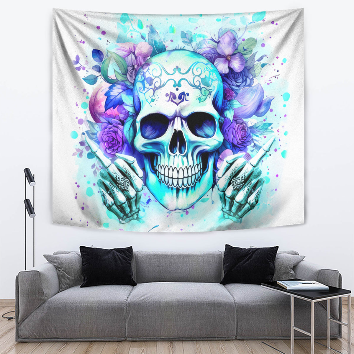 Rose SKull Tapestry My Give A Fuck Is Broken But My Go Fuck Yourself Is Fully Functional