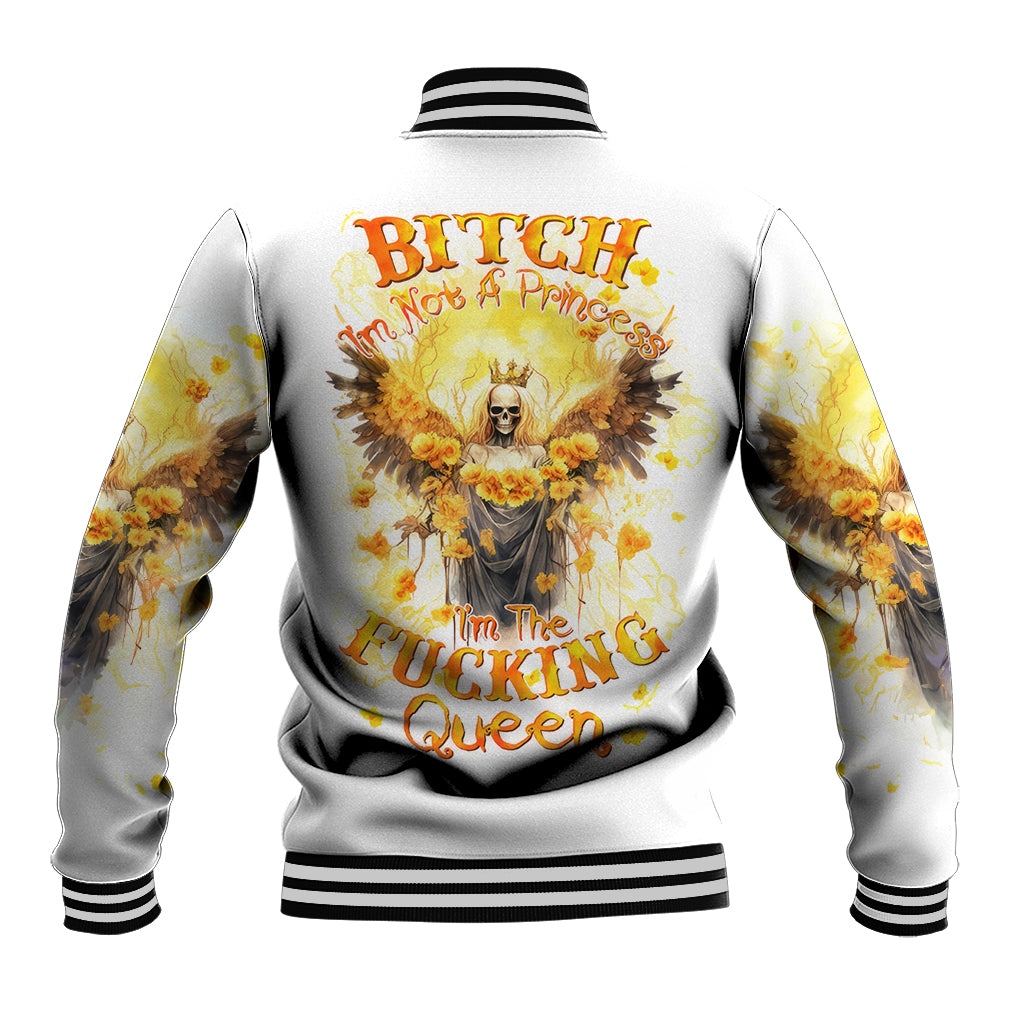 Flower Skull Angel Baseball Jacket Bitch I'm The Fucking Queen - Wonder Print Shop