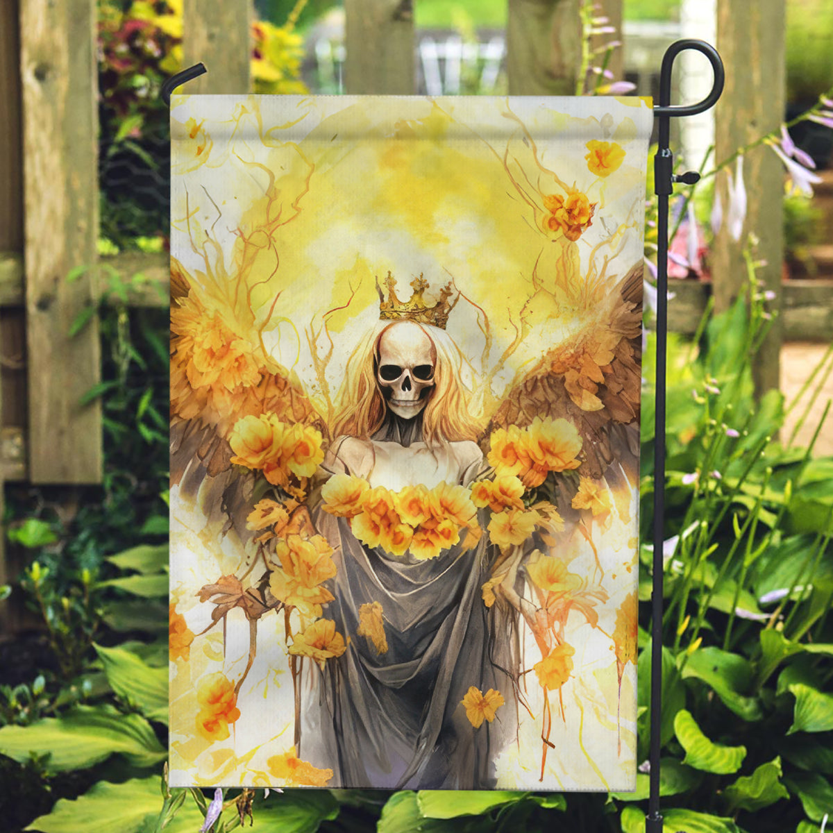 Flower Skull Angel Garden Flag Bitch I'm The Fucking Queen - Wonder Print Shop