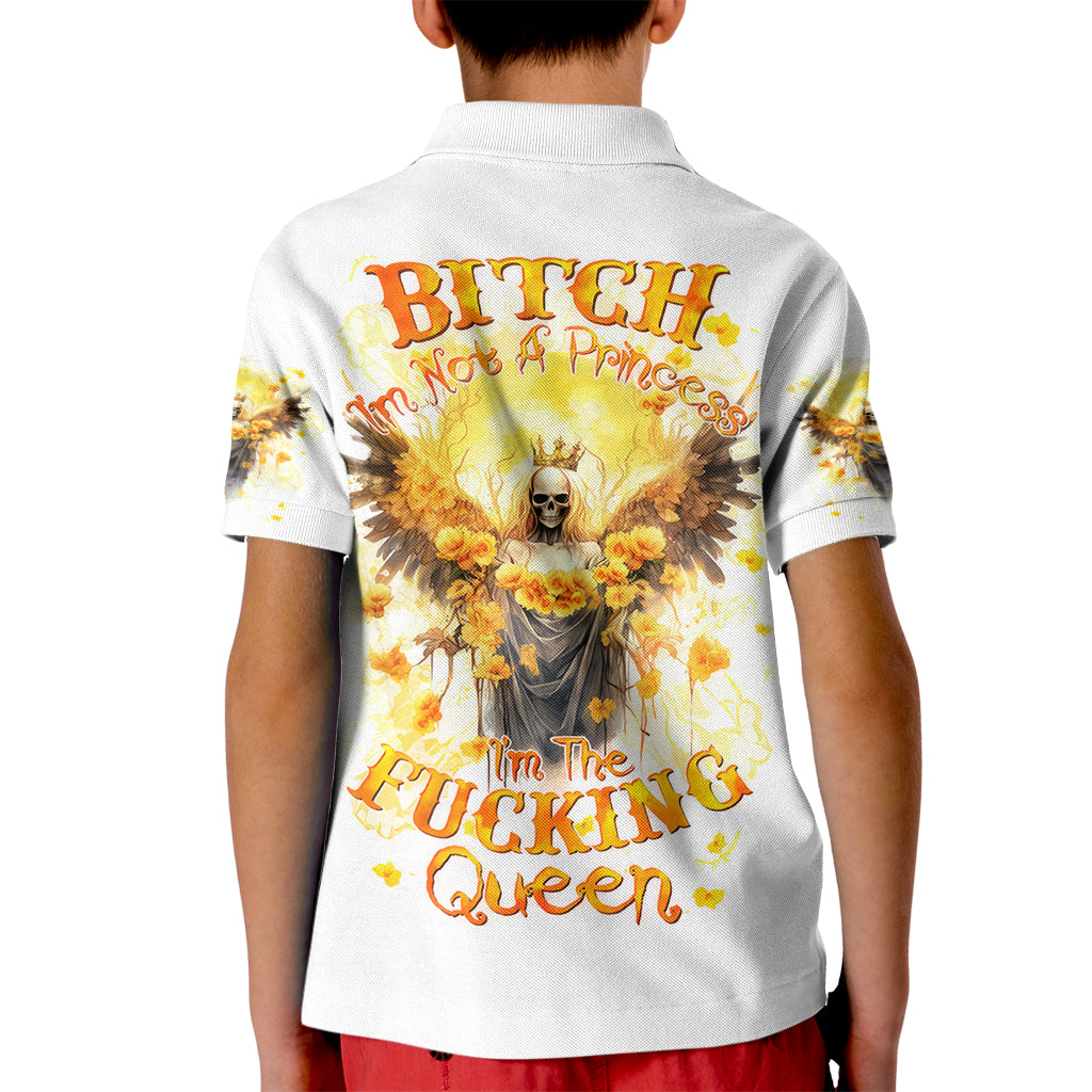 Flower Skull Angel Kid Polo Shirt Bitch I'm The Fucking Queen - Wonder Print Shop