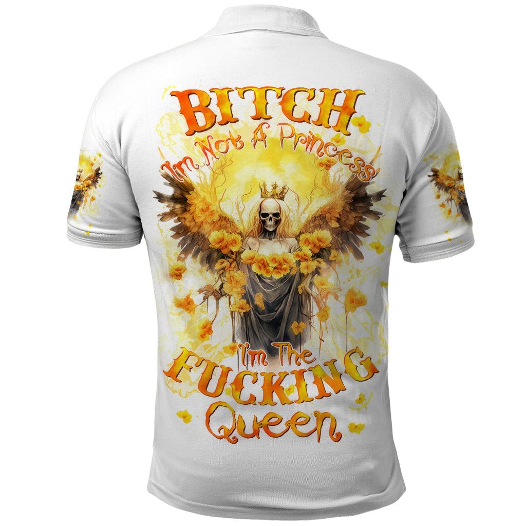 Flower Skull Angel Polo Shirt Bitch I'm The Fucking Queen - Wonder Print Shop