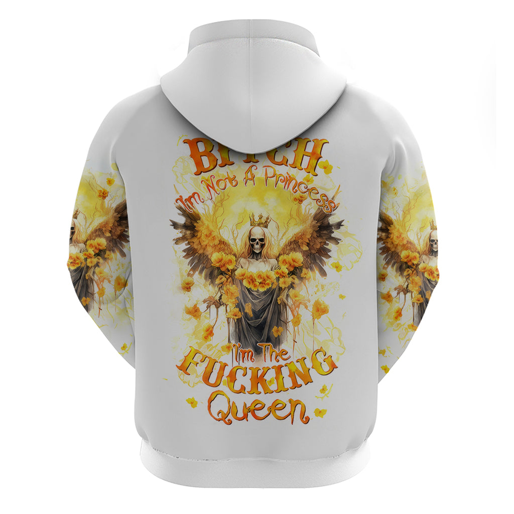 Flower Skull Angel Zip Hoodie Bitch I'm The Fucking Queen - Wonder Print Shop