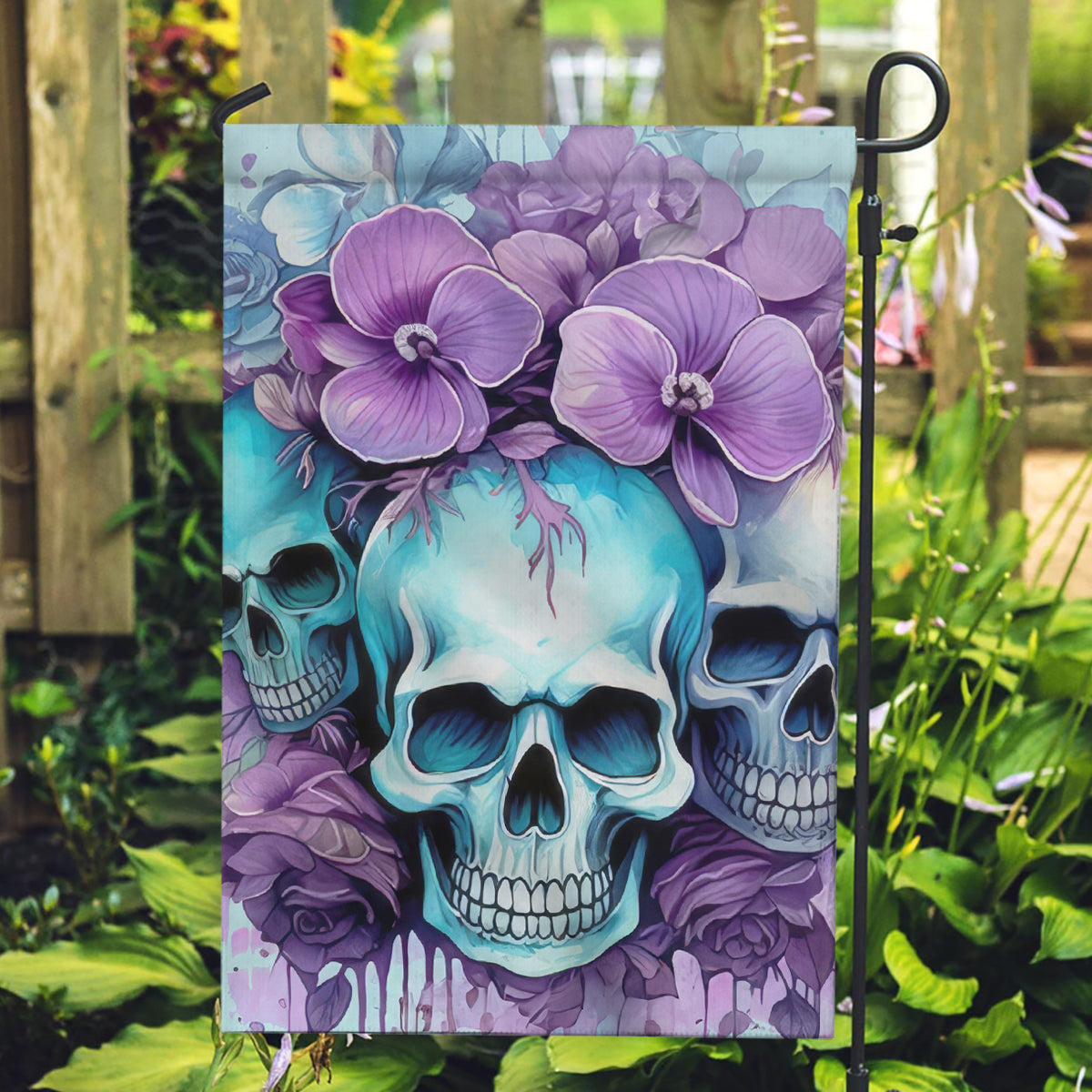 Flower Skull Angel Garden Flag The Good Girl In Me Got Tired Of The Bullshit - Wonder Print Shop