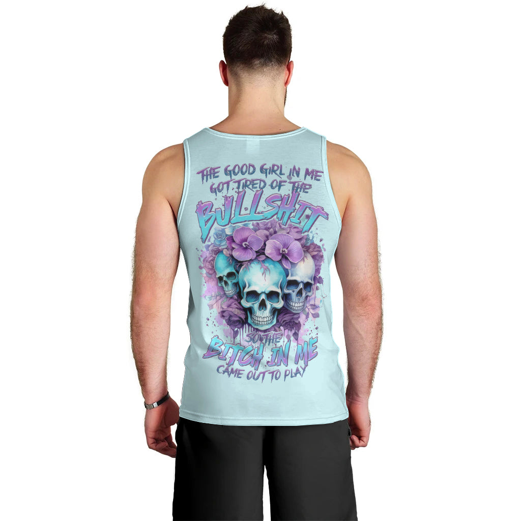 Flower Skull Angel Men Tank Top The Good Girl In Me Got Tired Of The Bullshit - Wonder Print Shop