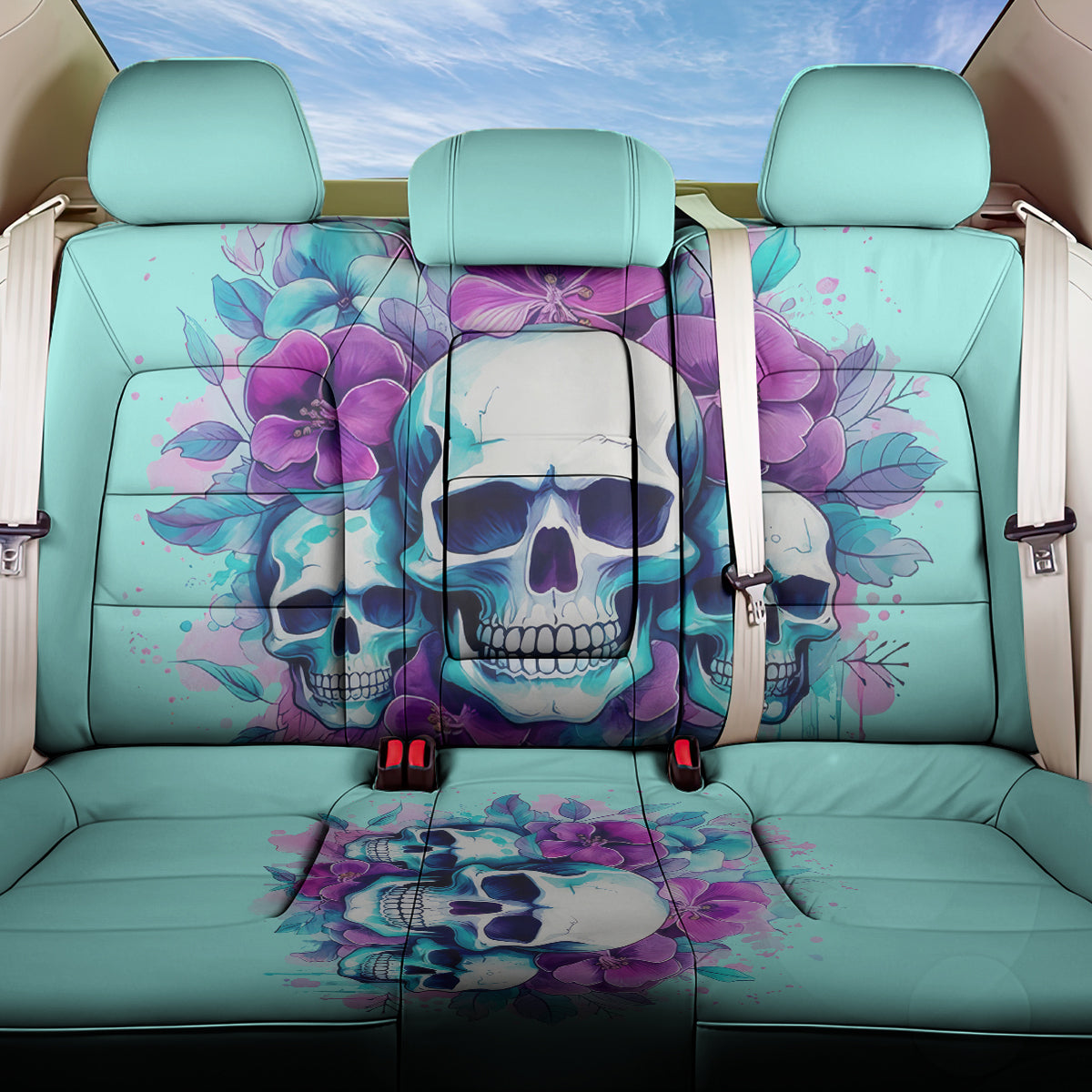 Flower Skull Angel Back Car Seat Cover Stuck Between IDK IDC and IDGAF - Wonder Print Shop