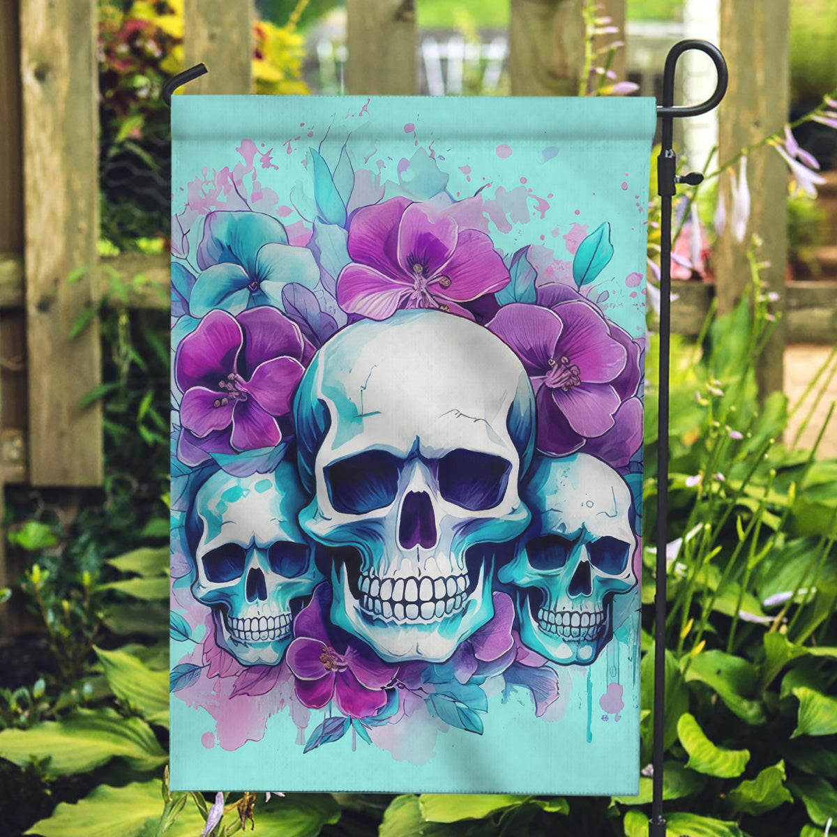 Flower Skull Angel Garden Flag Stuck Between IDK IDC and IDGAF - Wonder Print Shop