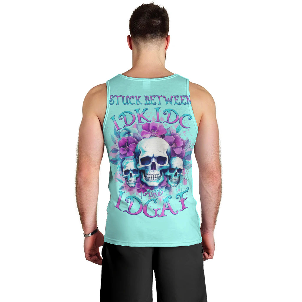 Flower Skull Angel Men Tank Top Stuck Between IDK IDC and IDGAF - Wonder Print Shop