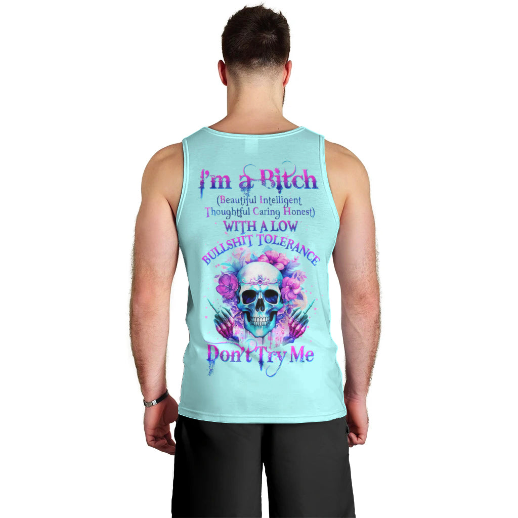 Flower Skull Angel Men Tank Top I'm A Bitch With A Flow Bullshit Tolerance - Wonder Print Shop