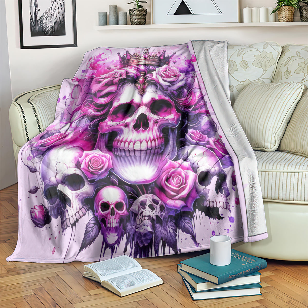 Rose Skull Blanket Bitch I'm The Fucking Queen