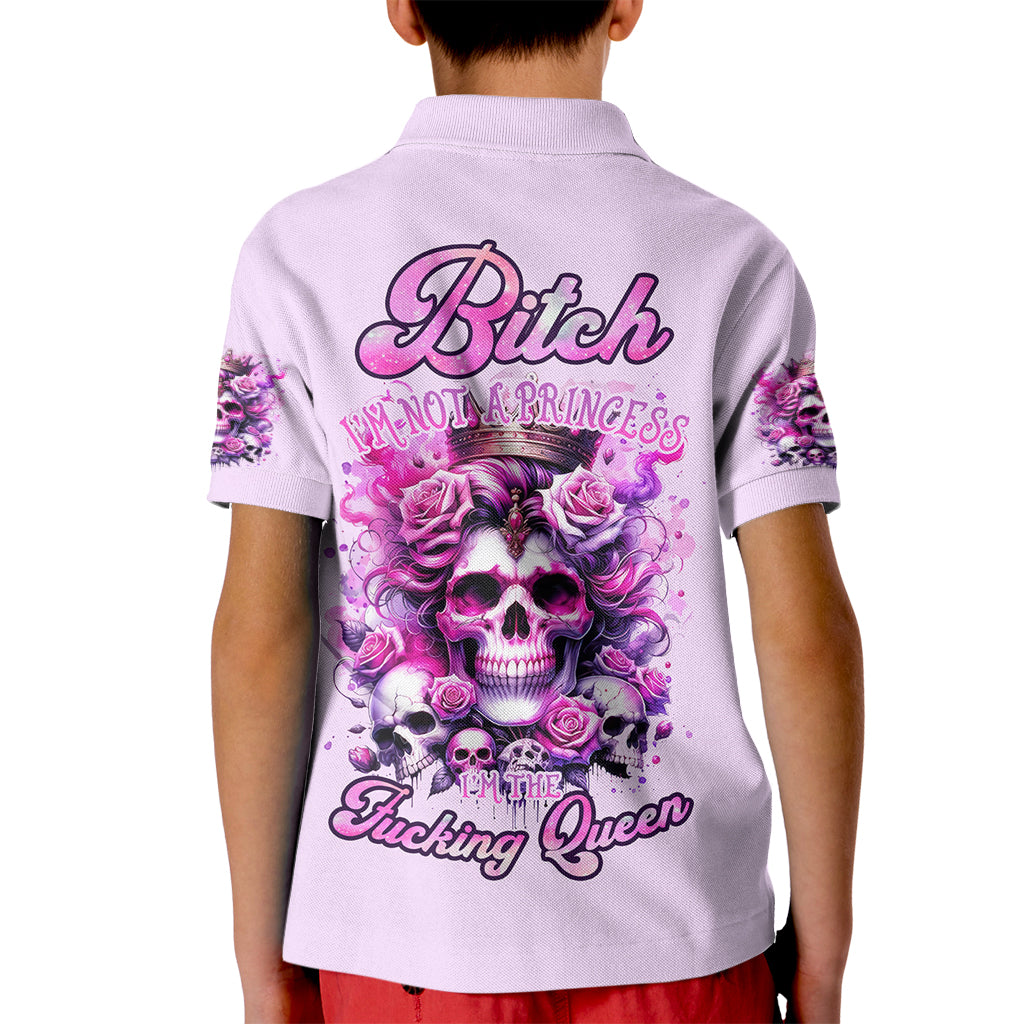 Rose Skull Kid Polo Shirt Bitch I'm The Fucking Queen - Wonder Print Shop