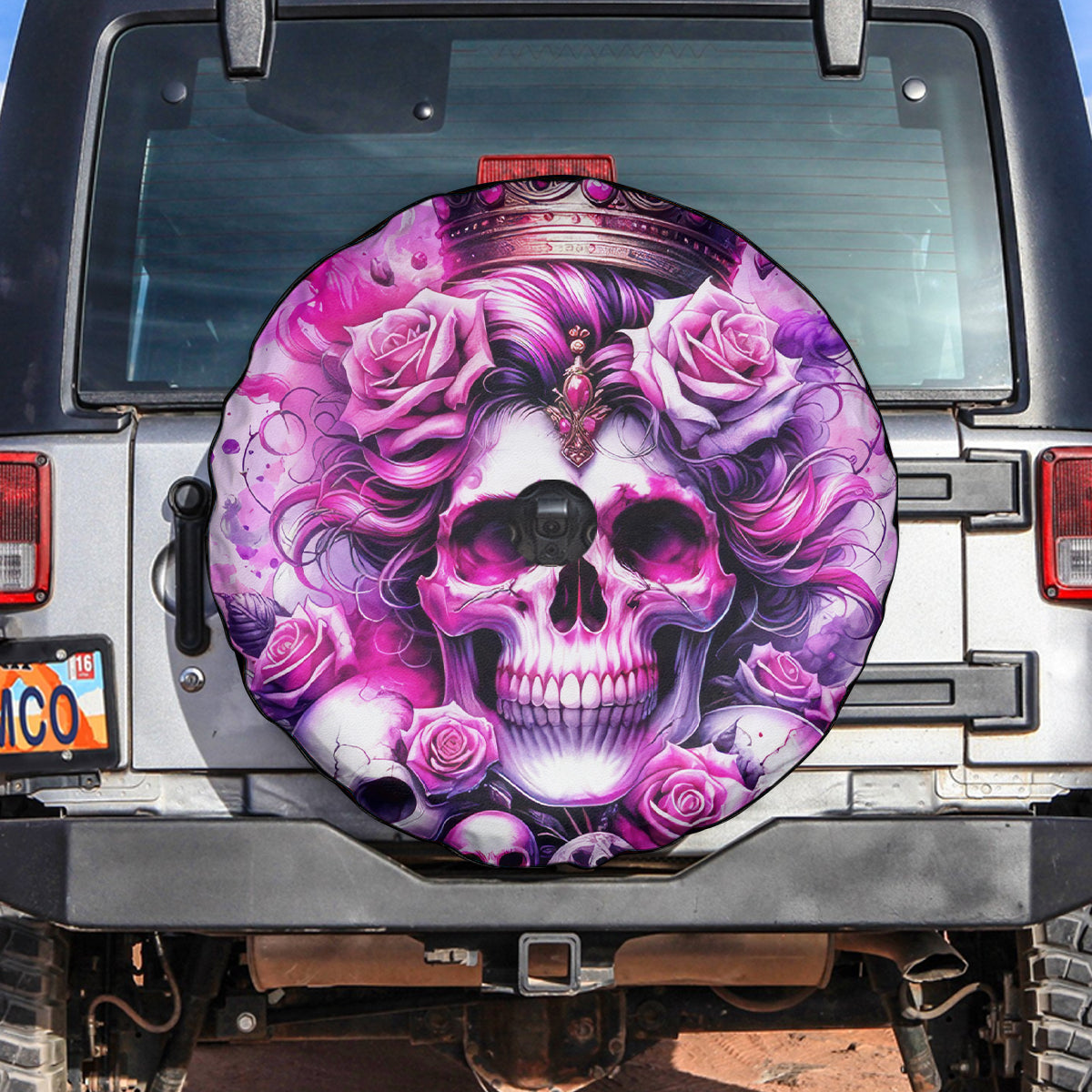 Rose Skull Spare Tire Cover Bitch I'm The Fucking Queen - Wonder Print Shop