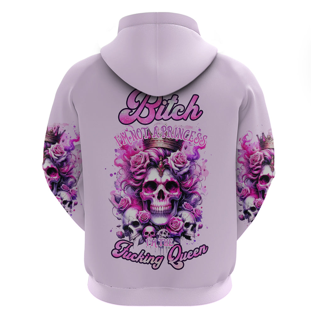 Rose Skull Zip Hoodie Bitch I'm The Fucking Queen - Wonder Print Shop