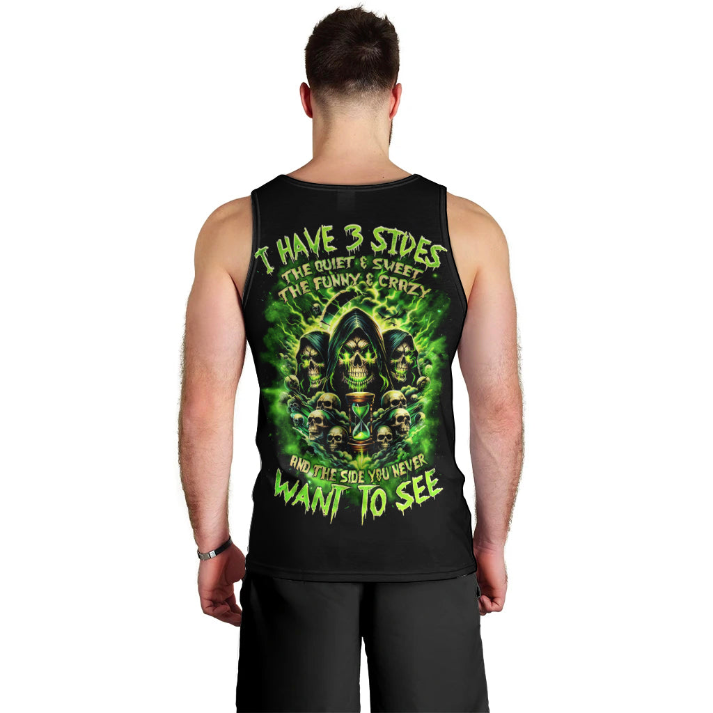 Flame Skull Men Tank Top I Have 3 Sides Quite Sweet Funny Crazy - Wonder Print Shop