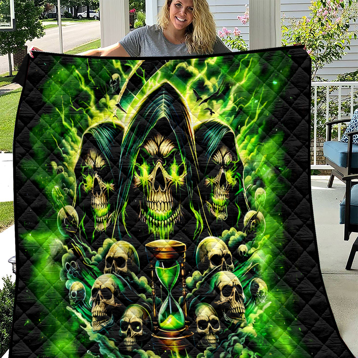 Flame Skull Quilt I Have 3 Sides Quite Sweet Funny Crazy